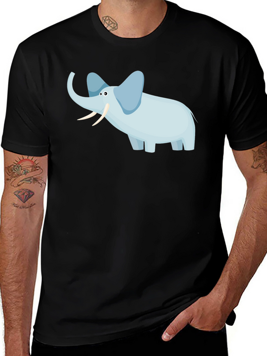 Elephant Graphic Tee - Black Cotton Casual
