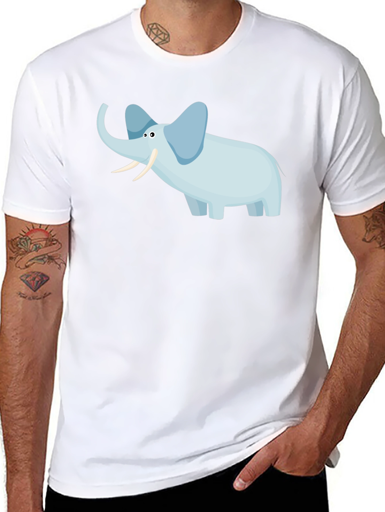 Elephant Graphic Tee - Black Cotton Casual