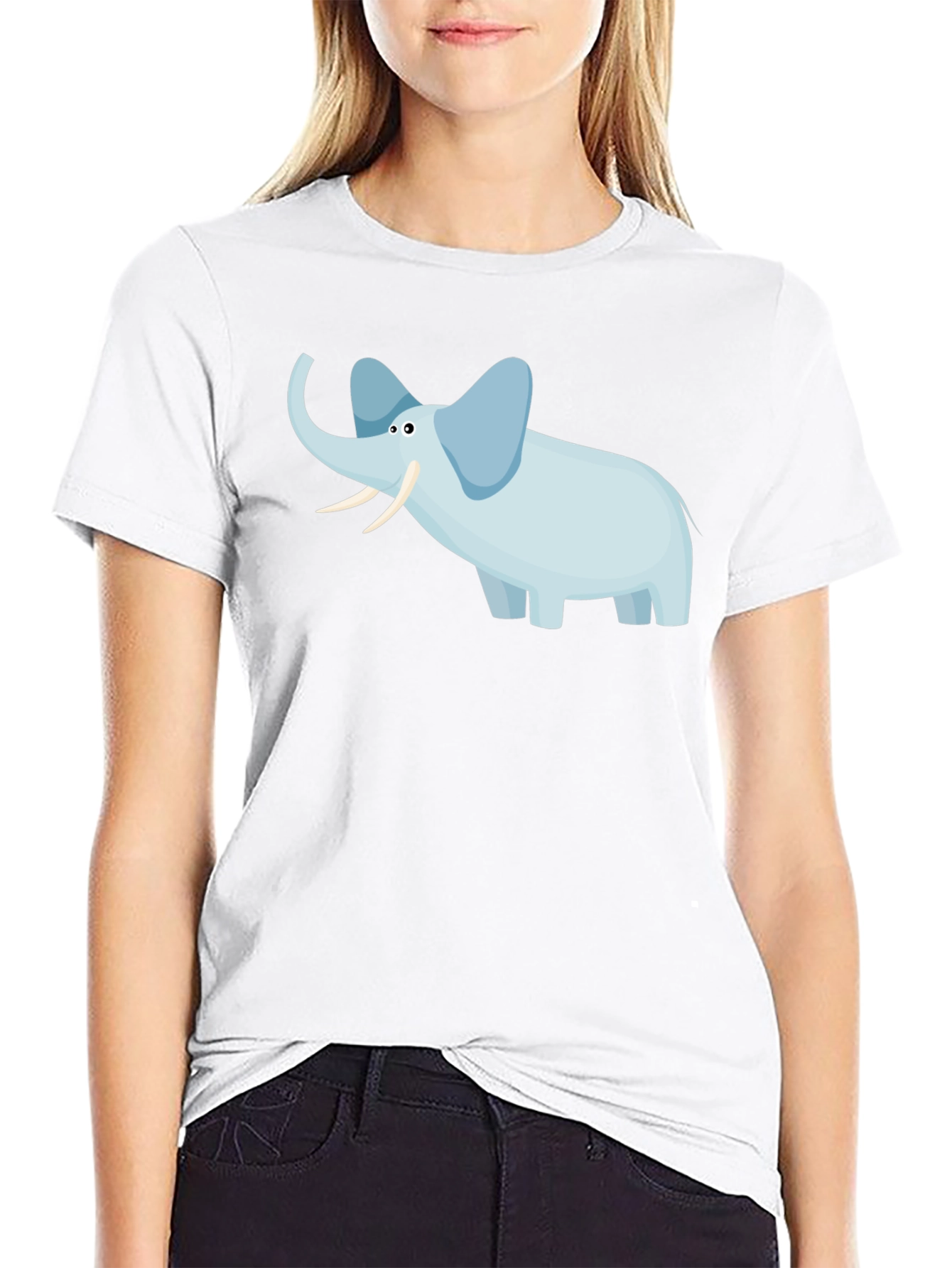 Elephant Graphic Tee - Black Cotton Casual