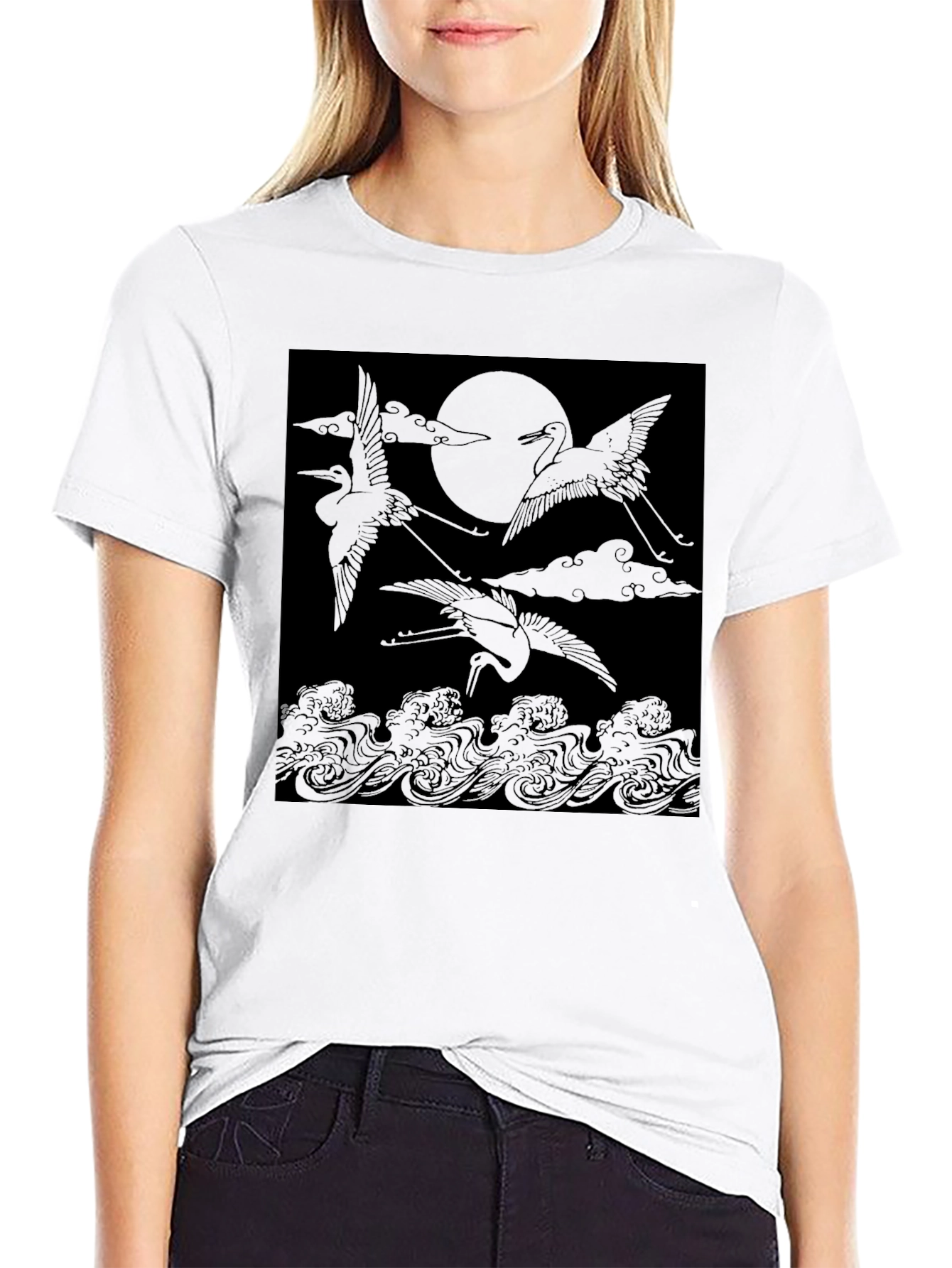Crane & Moon Graphic Tee - Black
