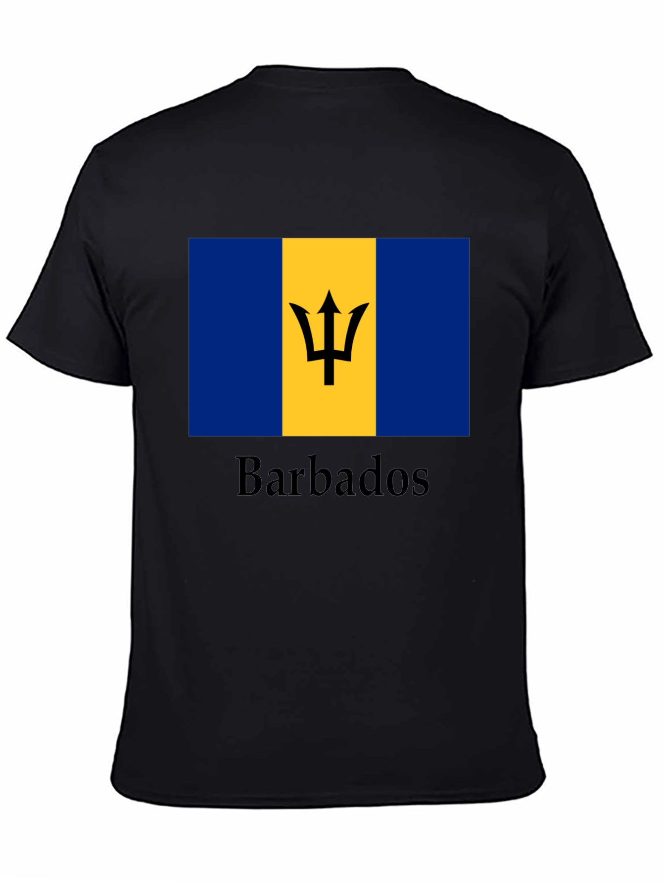 Barbados Flag Graphic T-Shirt - Black