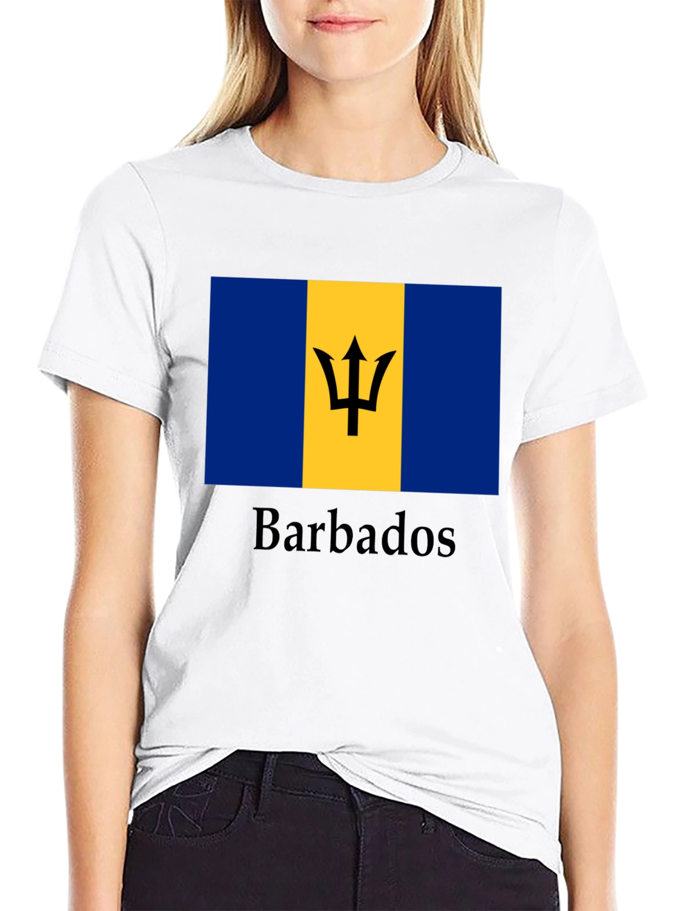 Barbados Flag Graphic T-Shirt - Black