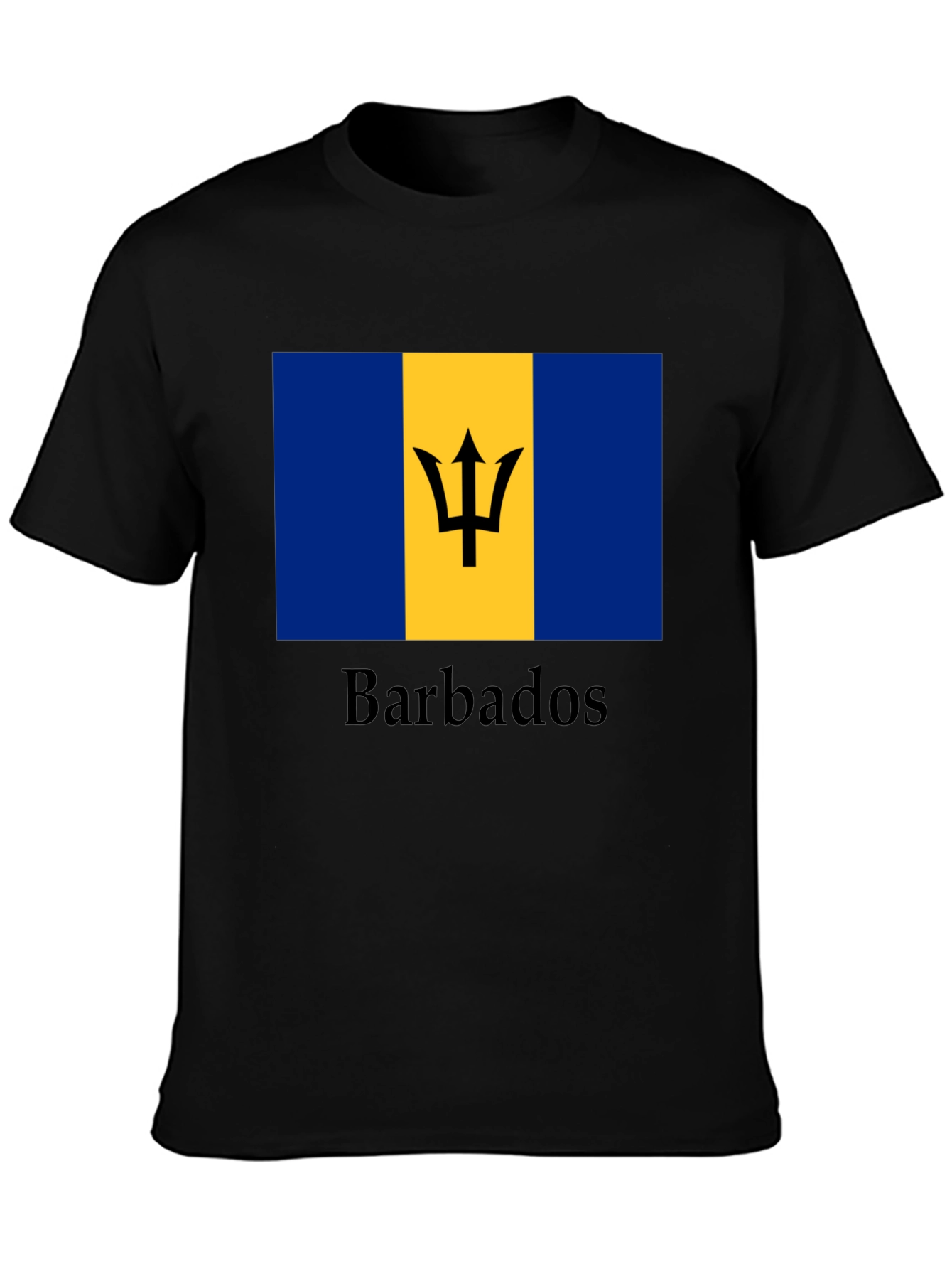 Barbados Flag Graphic T-Shirt - Black