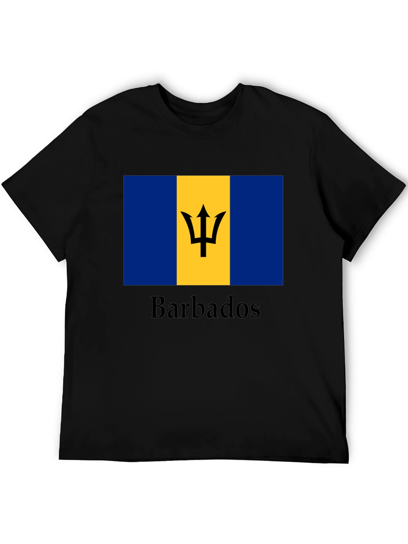 Barbados Flag Graphic T-Shirt - Black