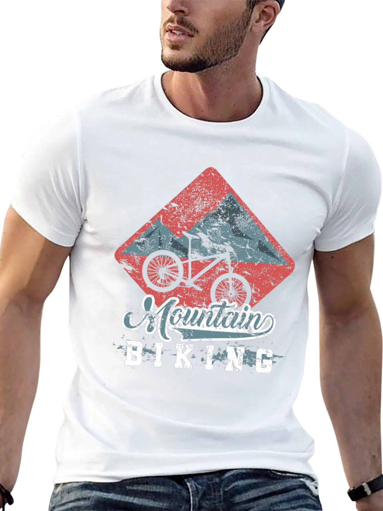 Mountain Biking Graphic Tee - Black Cotton T-Shirt