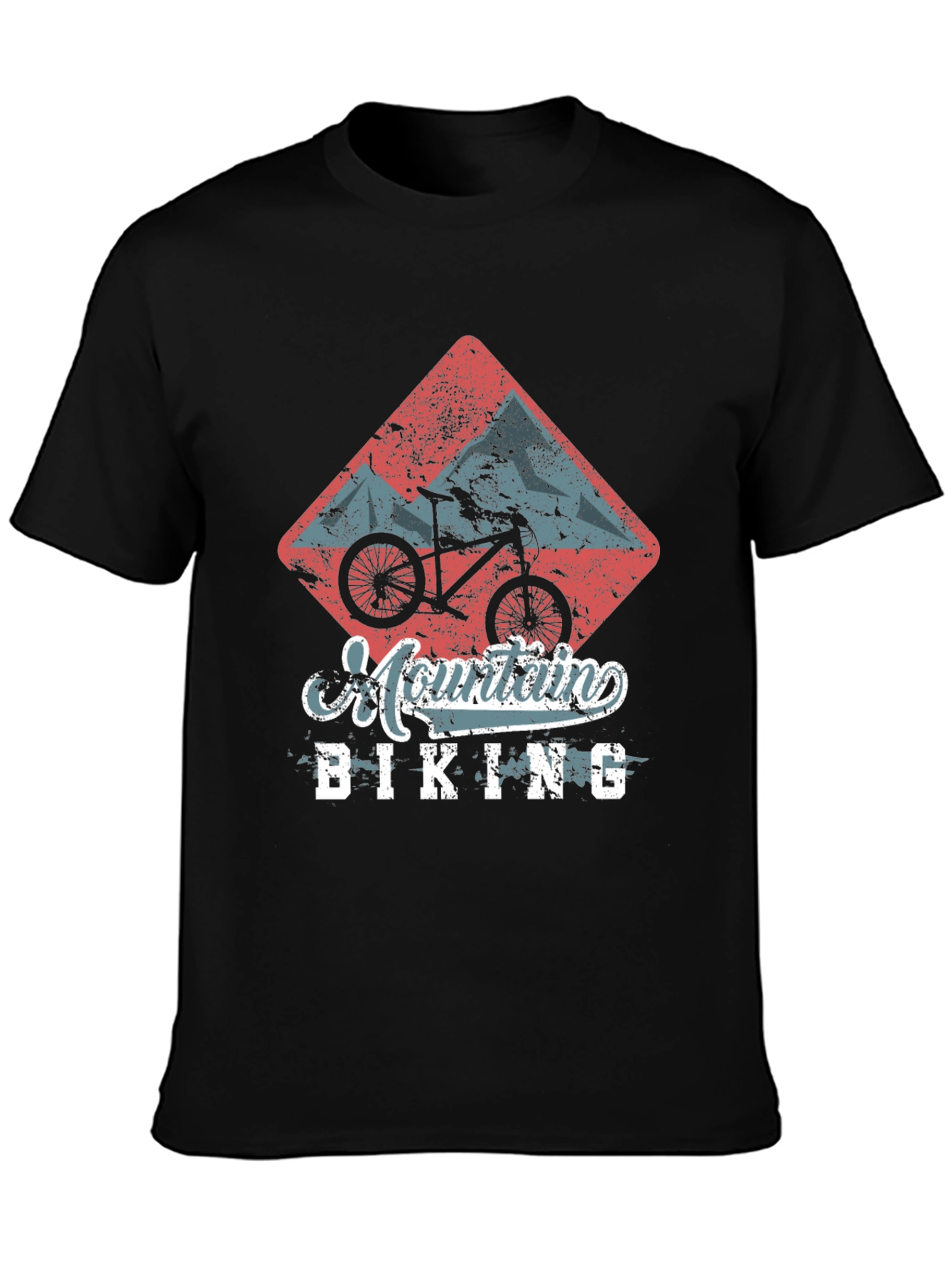 Mountain Biking Graphic Tee - Black Cotton T-Shirt