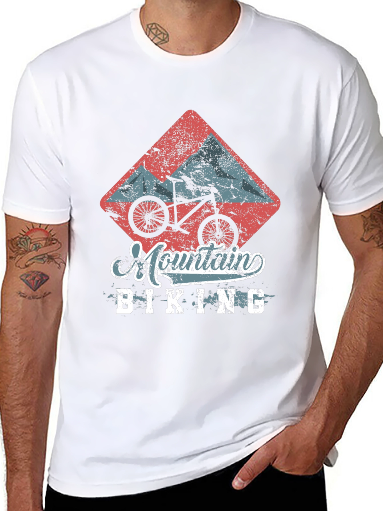Mountain Biking Graphic Tee - Black Cotton T-Shirt