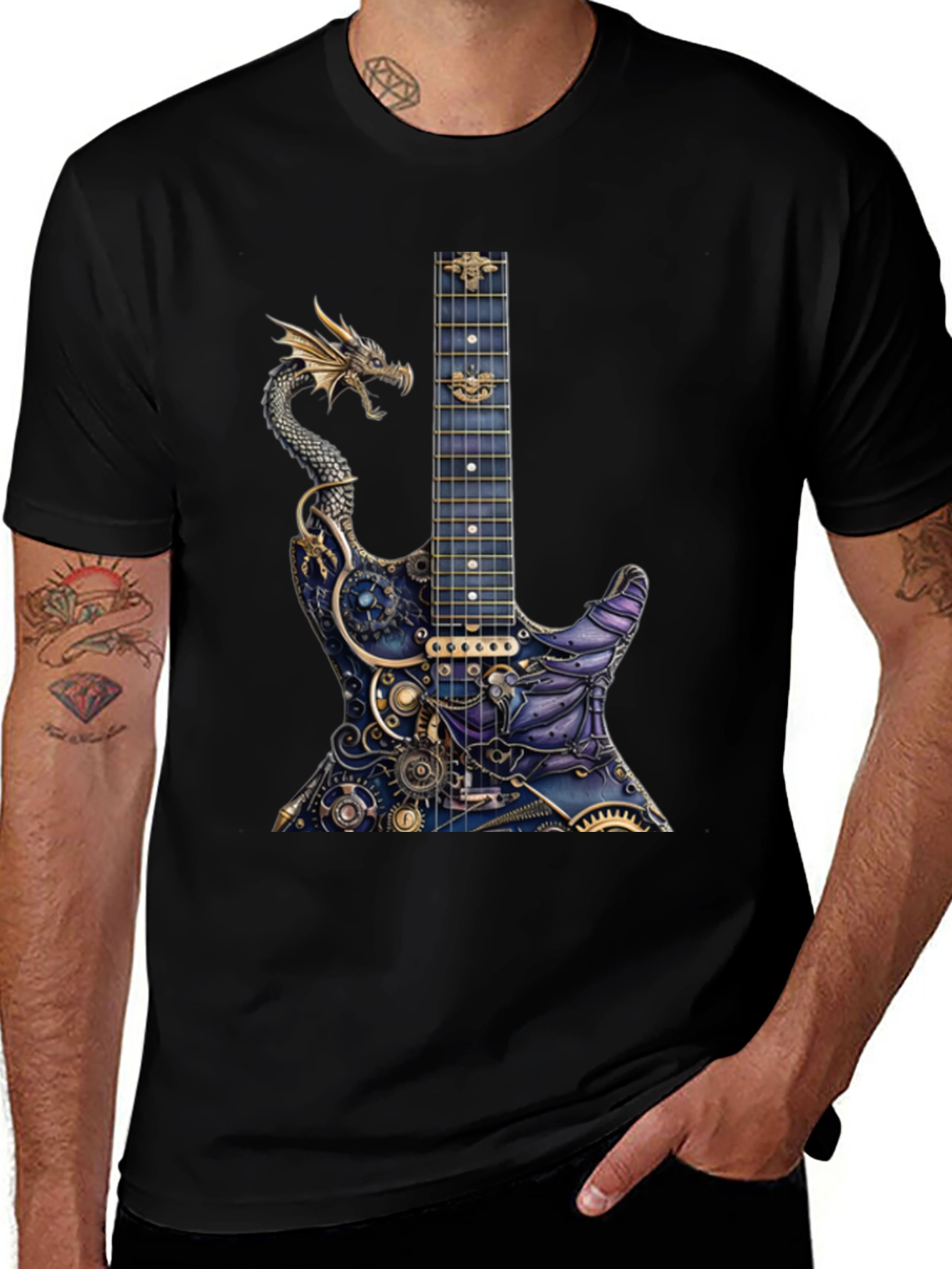 Dragon Gear Guitar Graphic Tee - Black