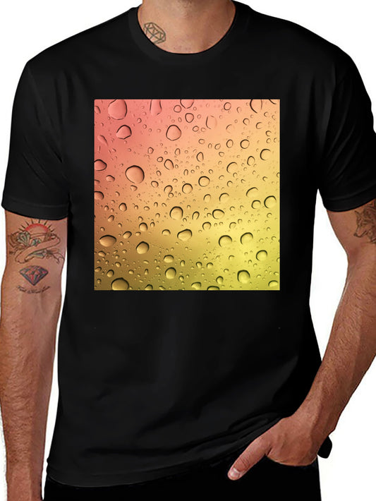 Raindrop Graphic Black Cotton T-Shirt