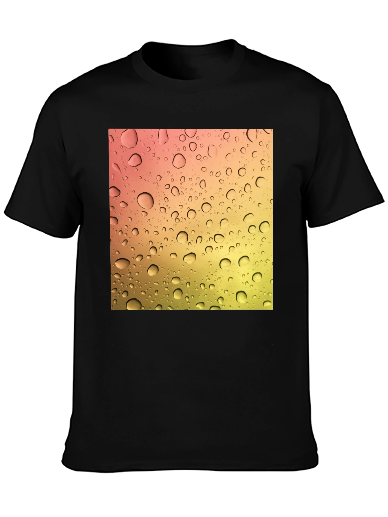 Raindrop Graphic Black Cotton T-Shirt
