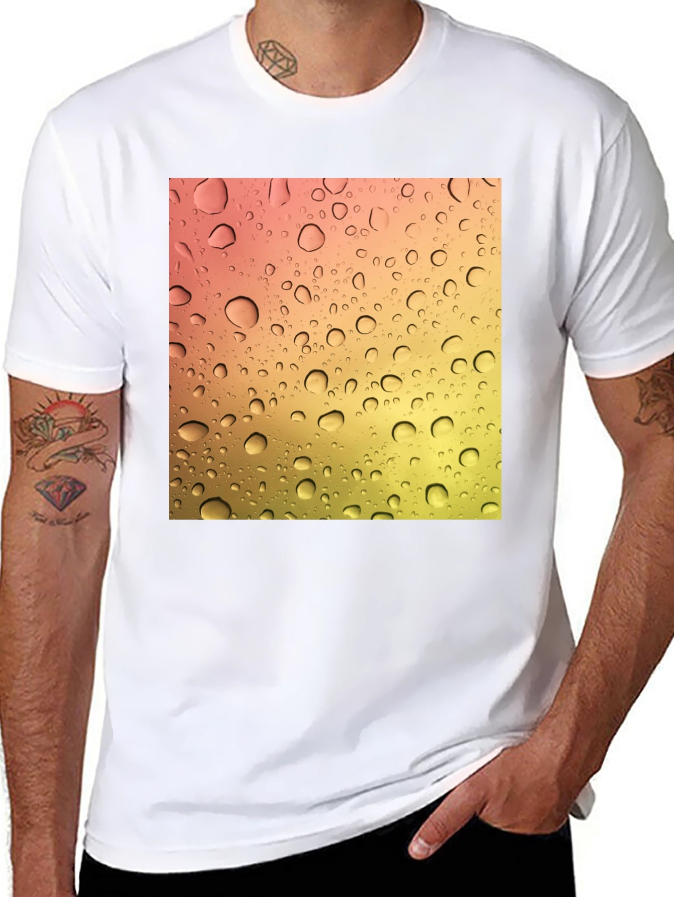 Raindrop Graphic Black Cotton T-Shirt