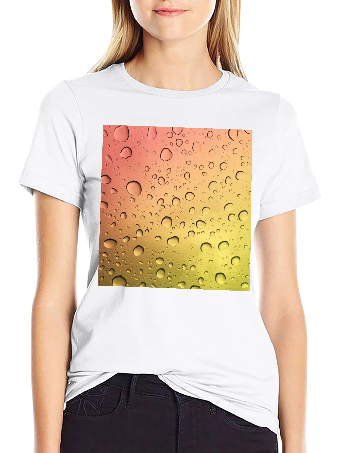 Raindrop Graphic Black Cotton T-Shirt