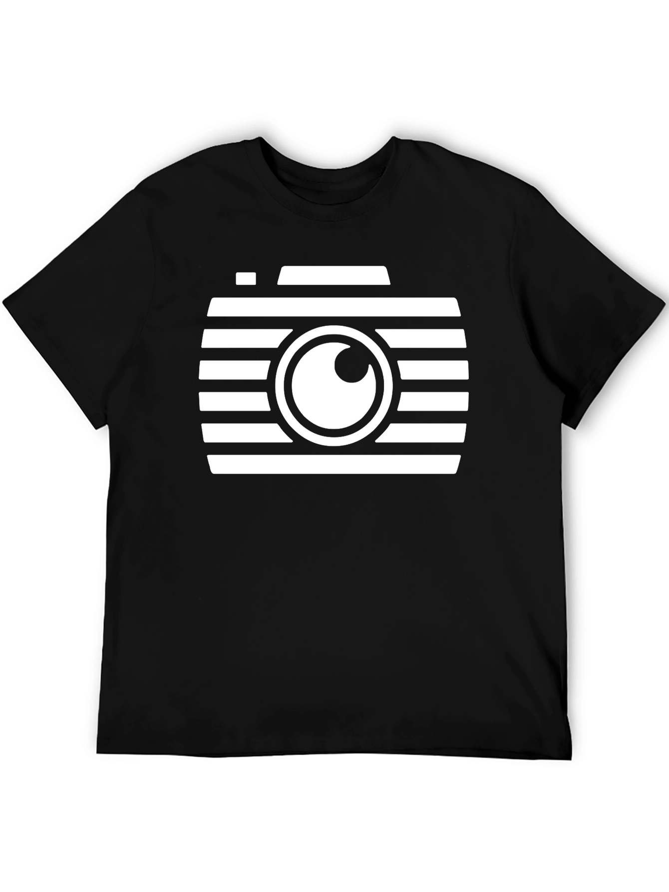 Retro Camera Graphic Tee - Black Cotton T-Shirt