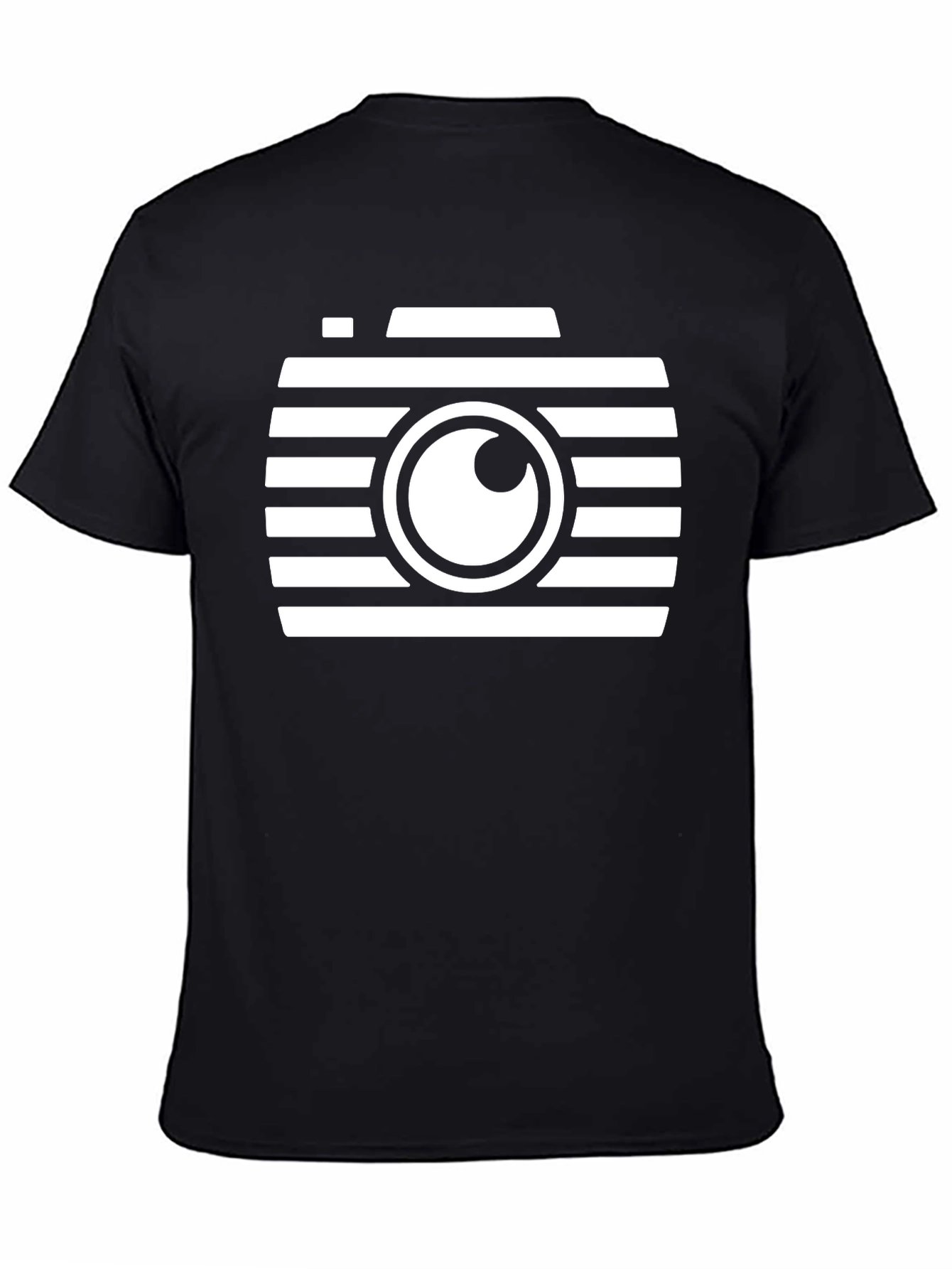 Retro Camera Graphic Tee - Black Cotton T-Shirt