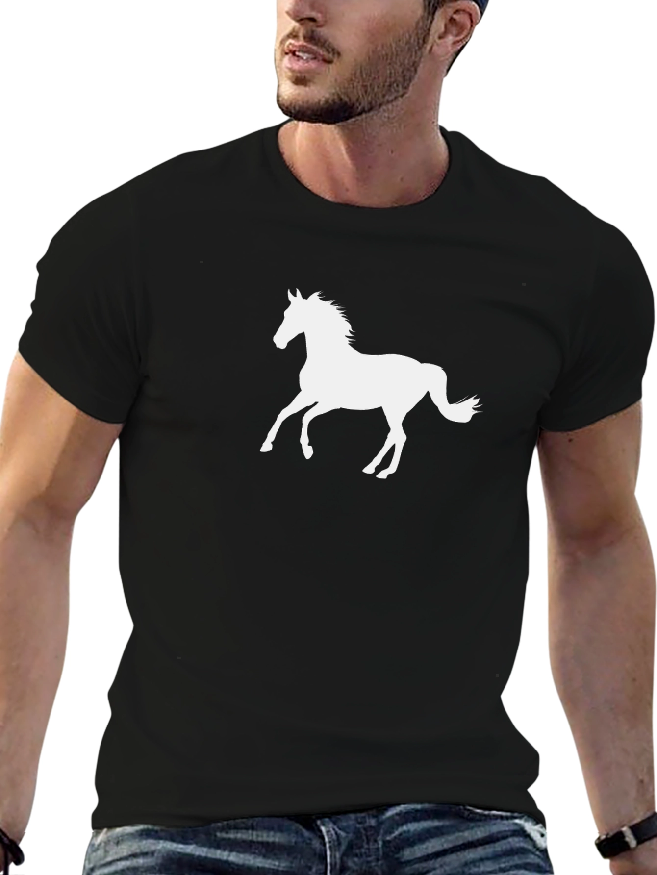 Black Horse Graphic Tee - Stylish Casual Wear
