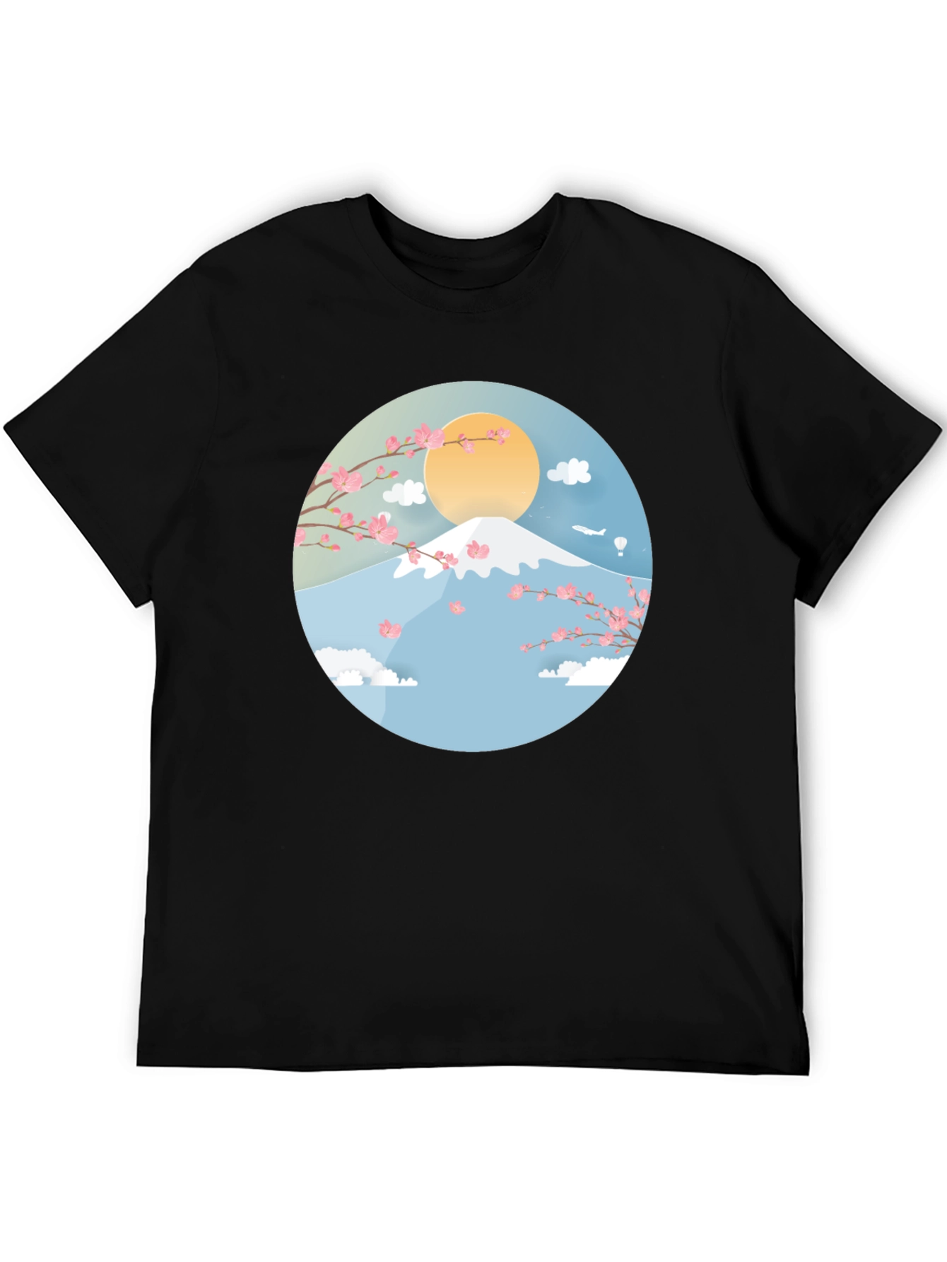 Mount Fuji Cherry Blossom Graphic Tee - Black