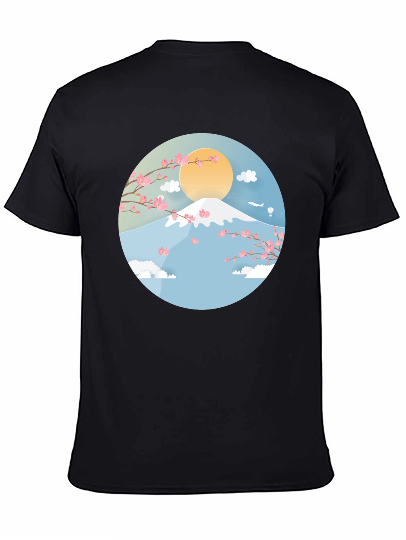 Mount Fuji Cherry Blossom Graphic Tee - Black