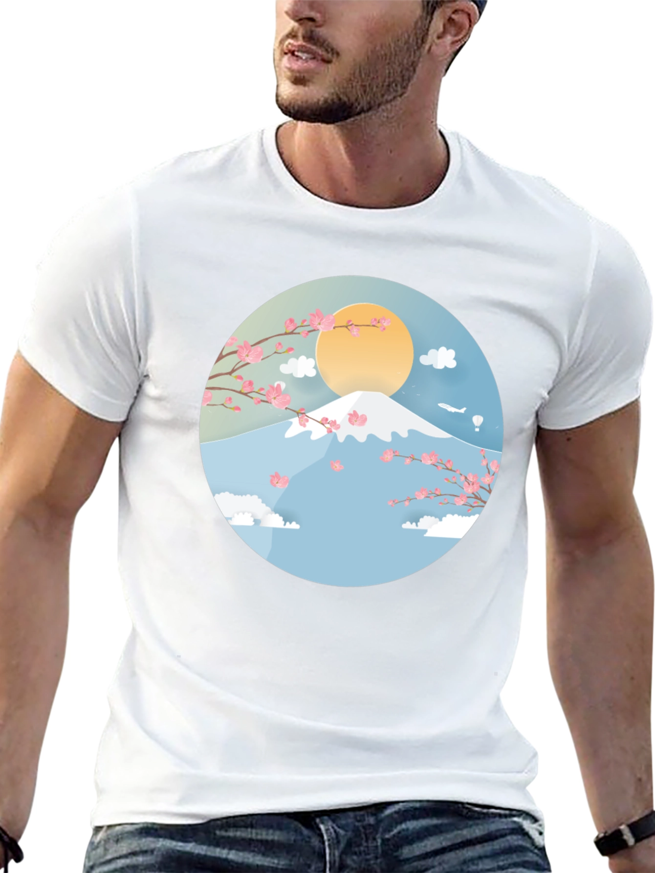 Mount Fuji Cherry Blossom Graphic Tee - Black