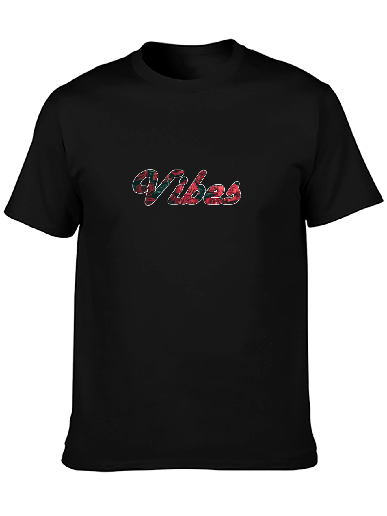 Floral Vibes Graphic Tee - Casual Black T-Shirt