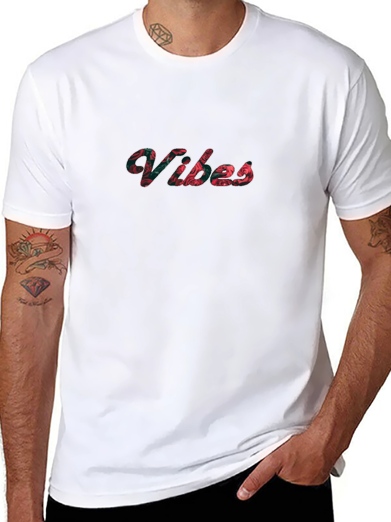 Floral Vibes Graphic Tee - Casual Black T-Shirt
