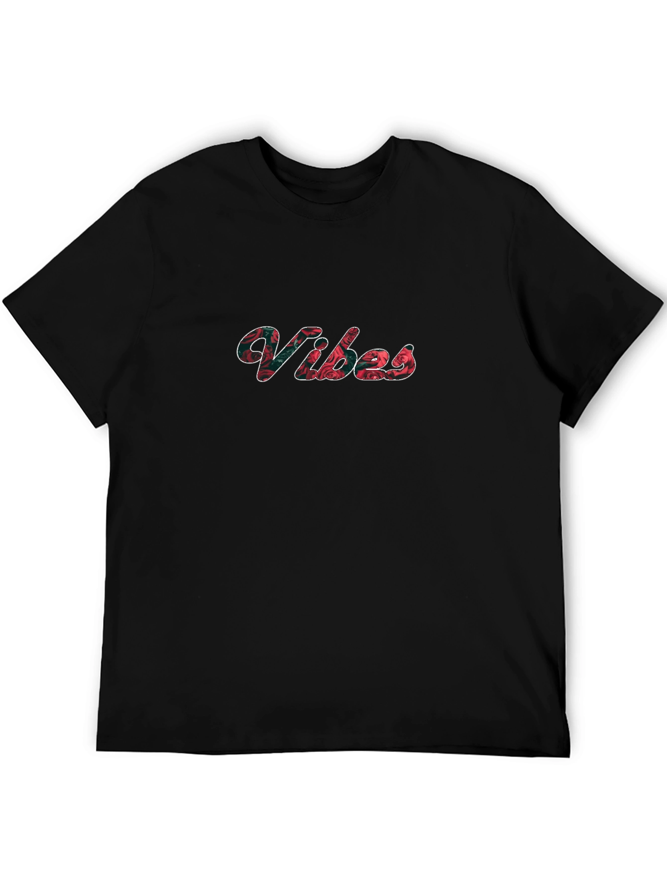 Floral Vibes Graphic Tee - Casual Black T-Shirt