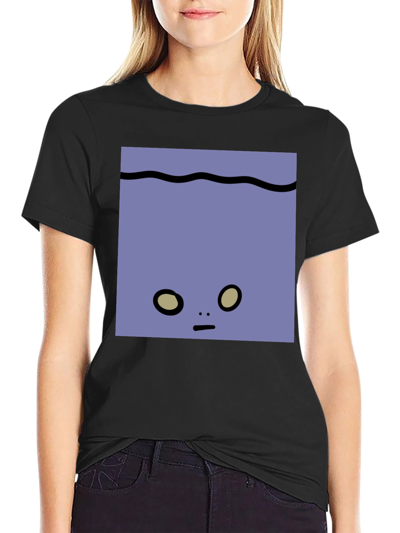 Cute Underwater Face Graphic Tee - Black