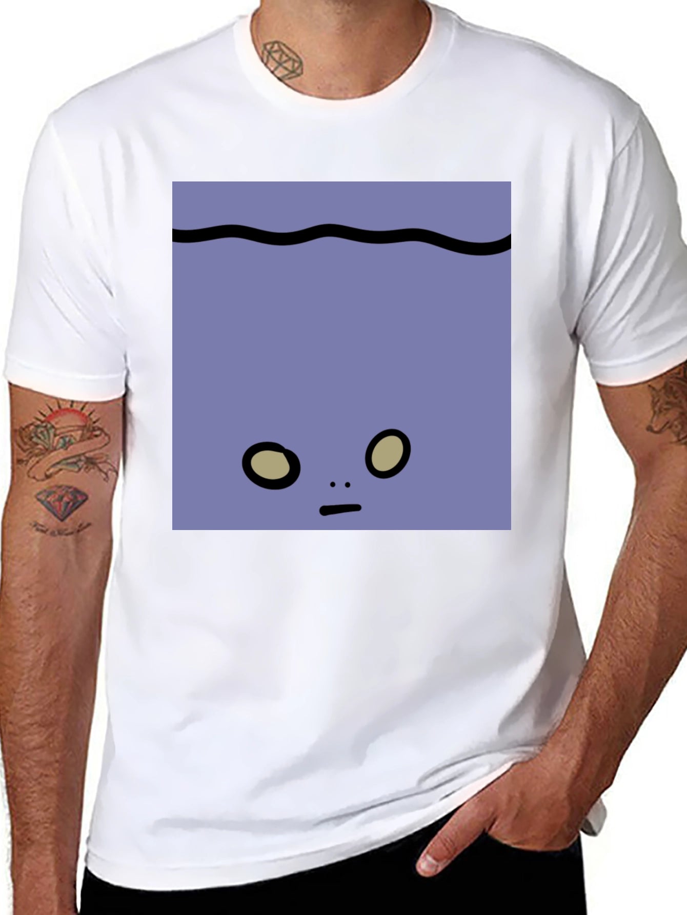 Cute Underwater Face Graphic Tee - Black