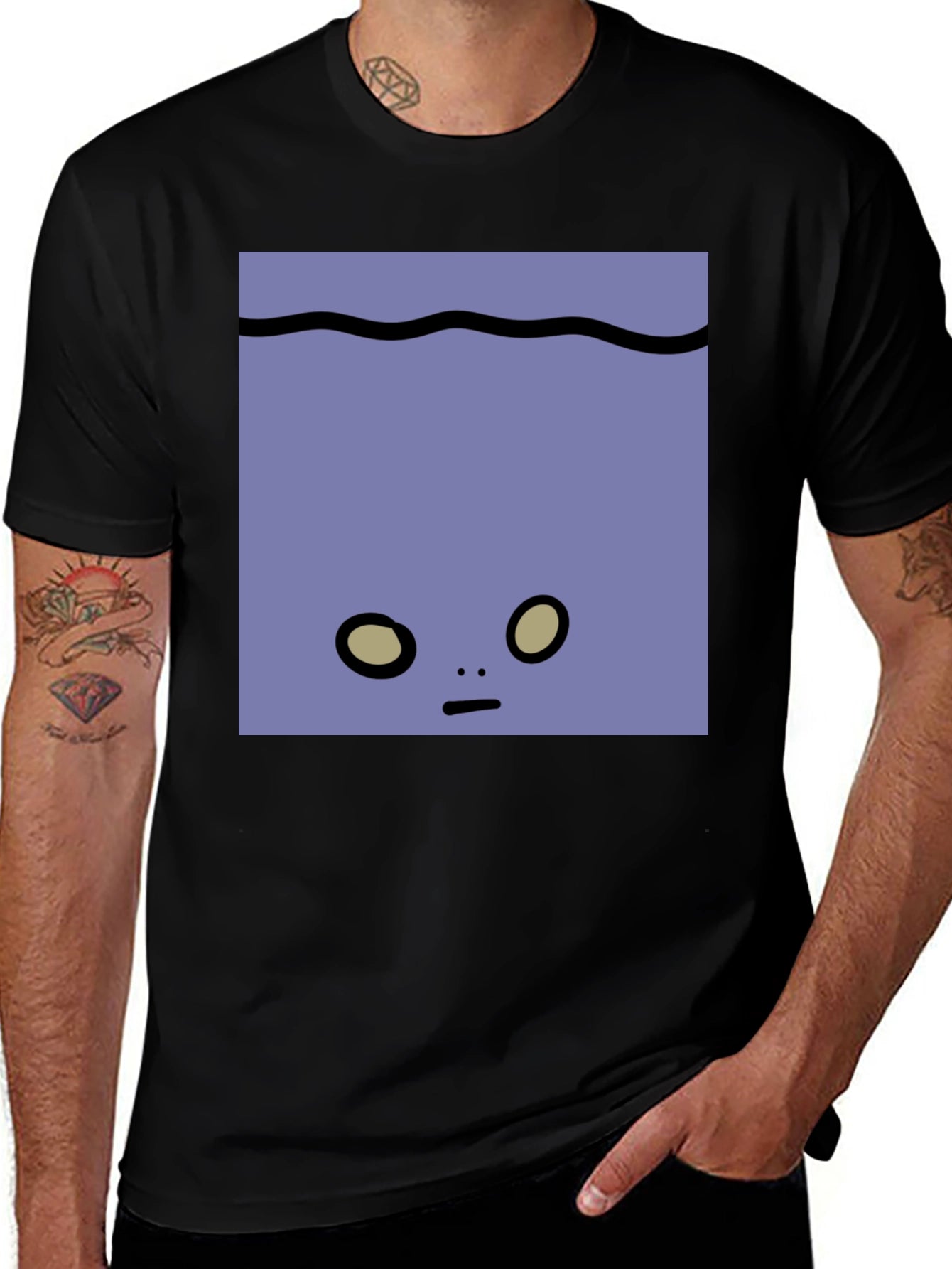 Cute Underwater Face Graphic Tee - Black