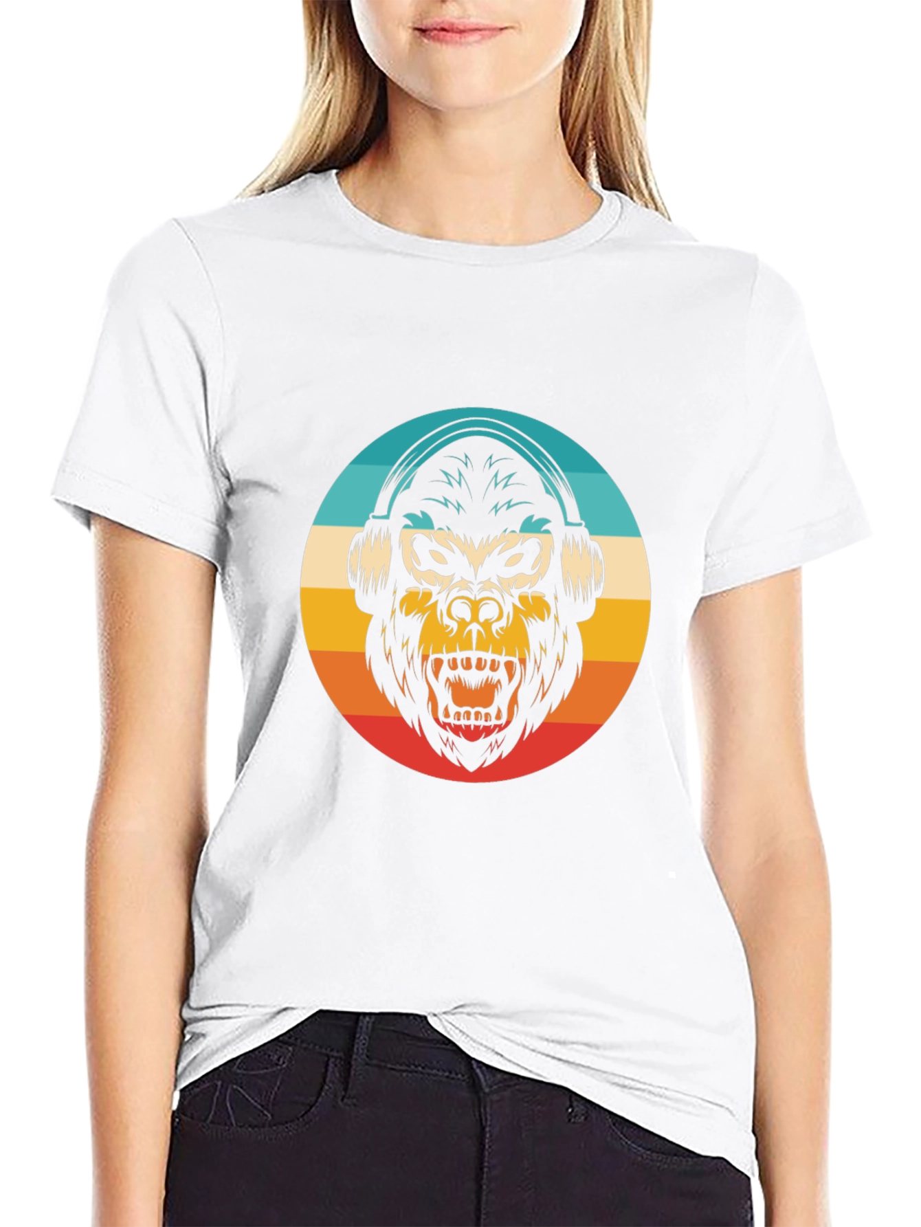 Retro Gorilla Headphones Graphic Tee