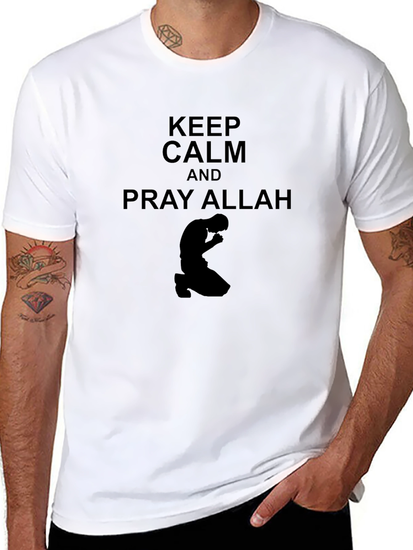 Keep Calm & Pray Allah Black T-Shirt