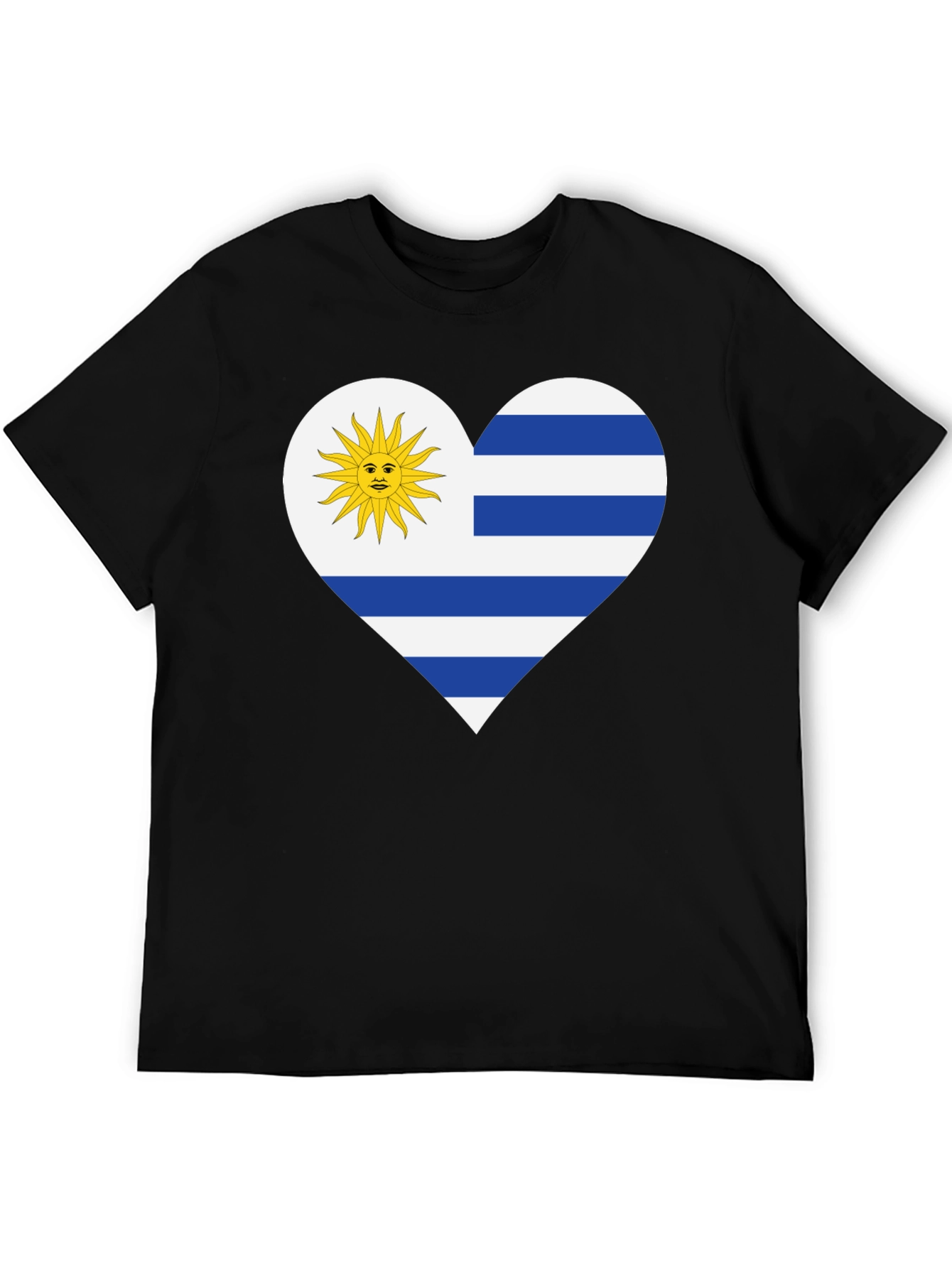 Uruguay Flag Heart T-Shirt - Black Tee