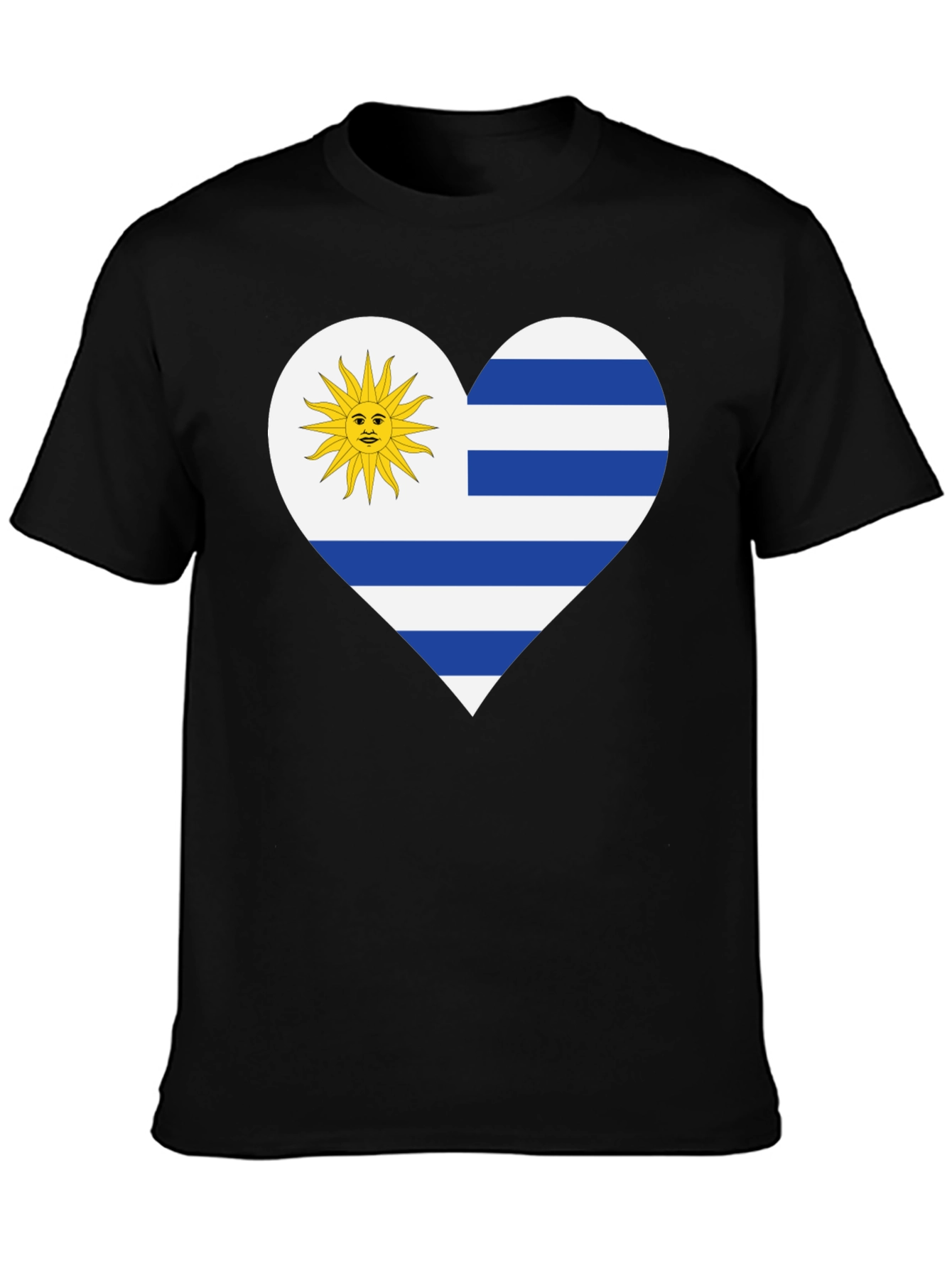 Uruguay Flag Heart T-Shirt - Black Tee