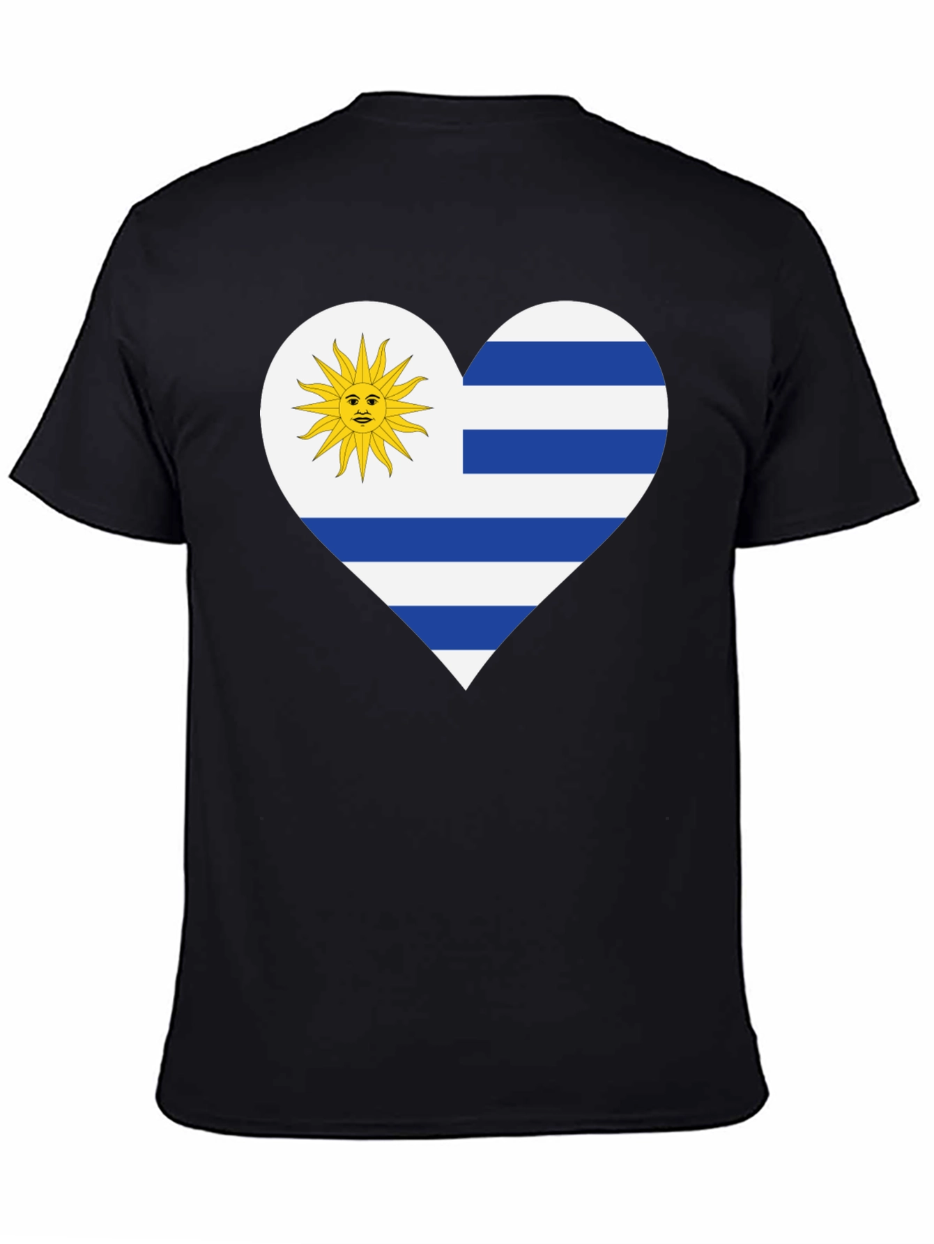 Uruguay Flag Heart T-Shirt - Black Tee