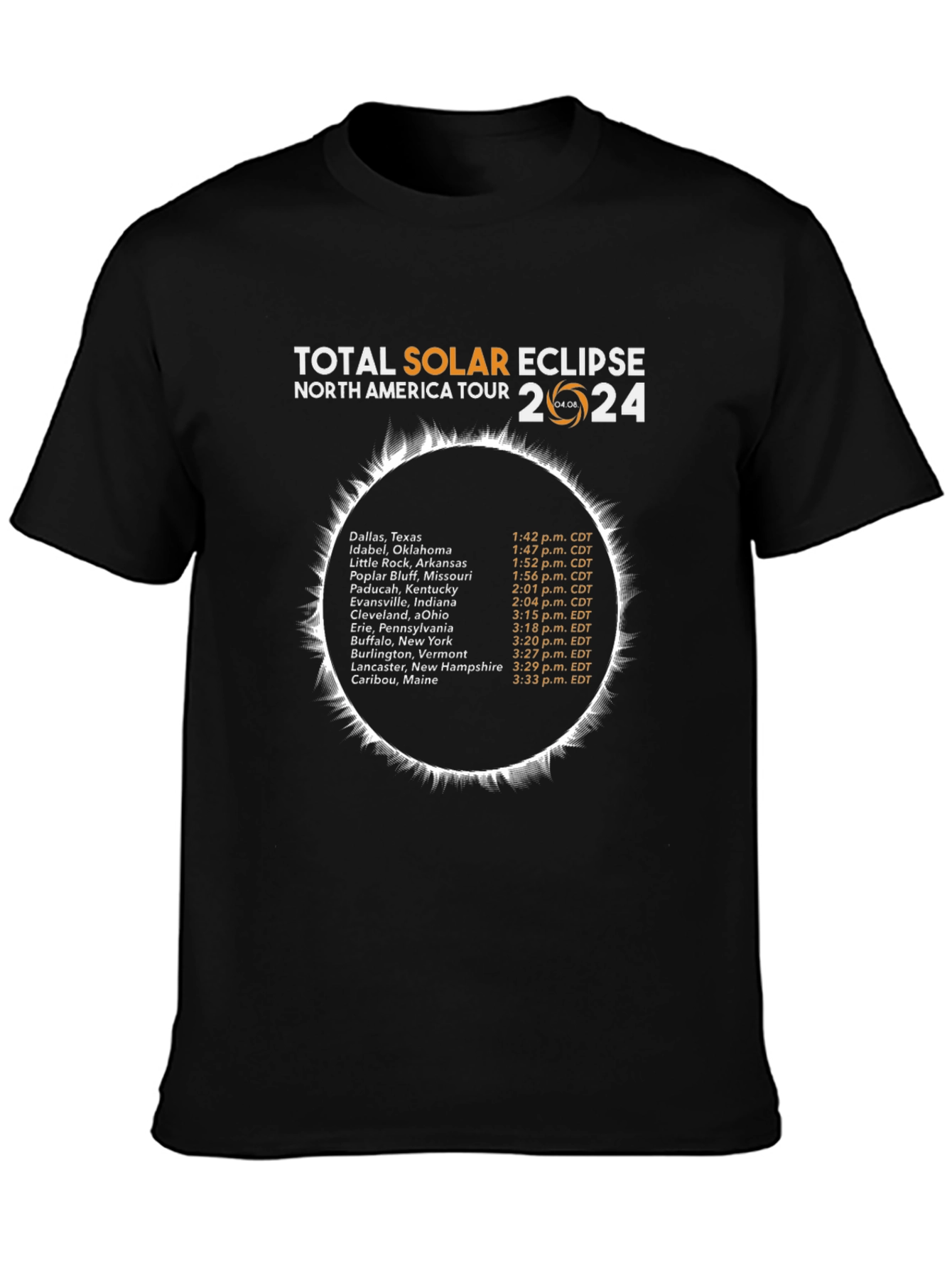 Total Solar Eclipse North America Tour 2024 T-Shirt