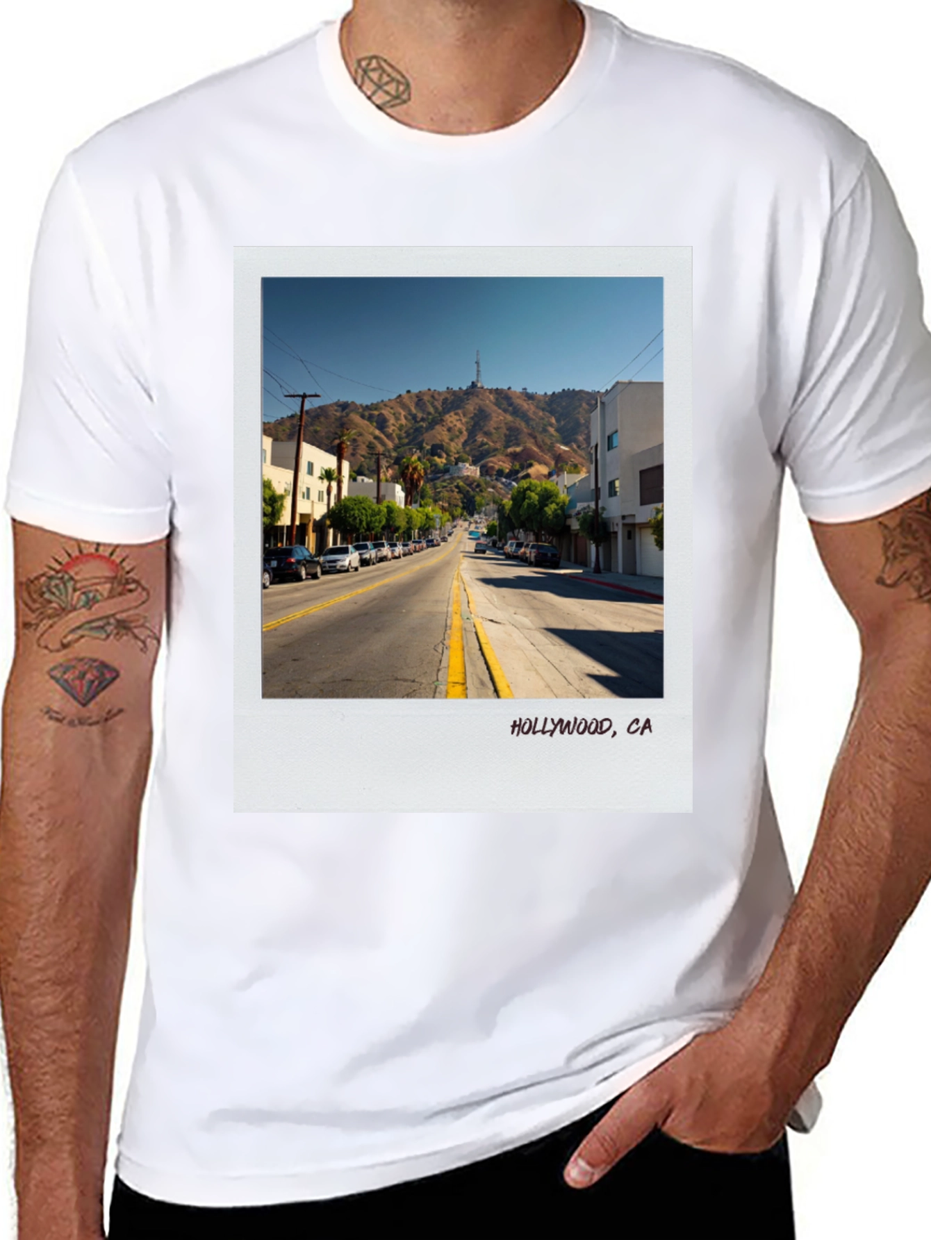 Hollywood CA Street Scene Graphic Tee