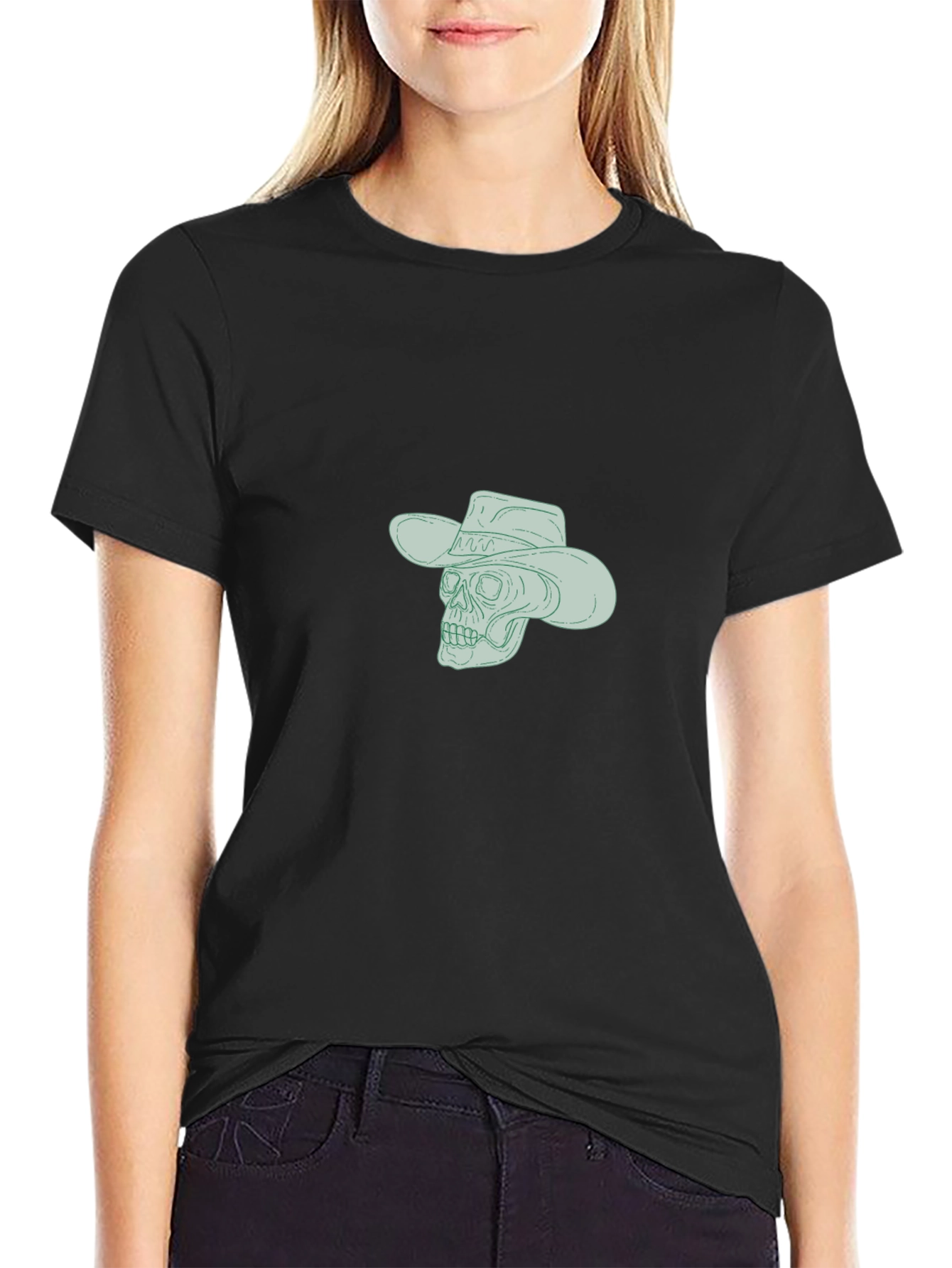 Skull Cowboy Graphic Tee - Classic Black T-Shirt