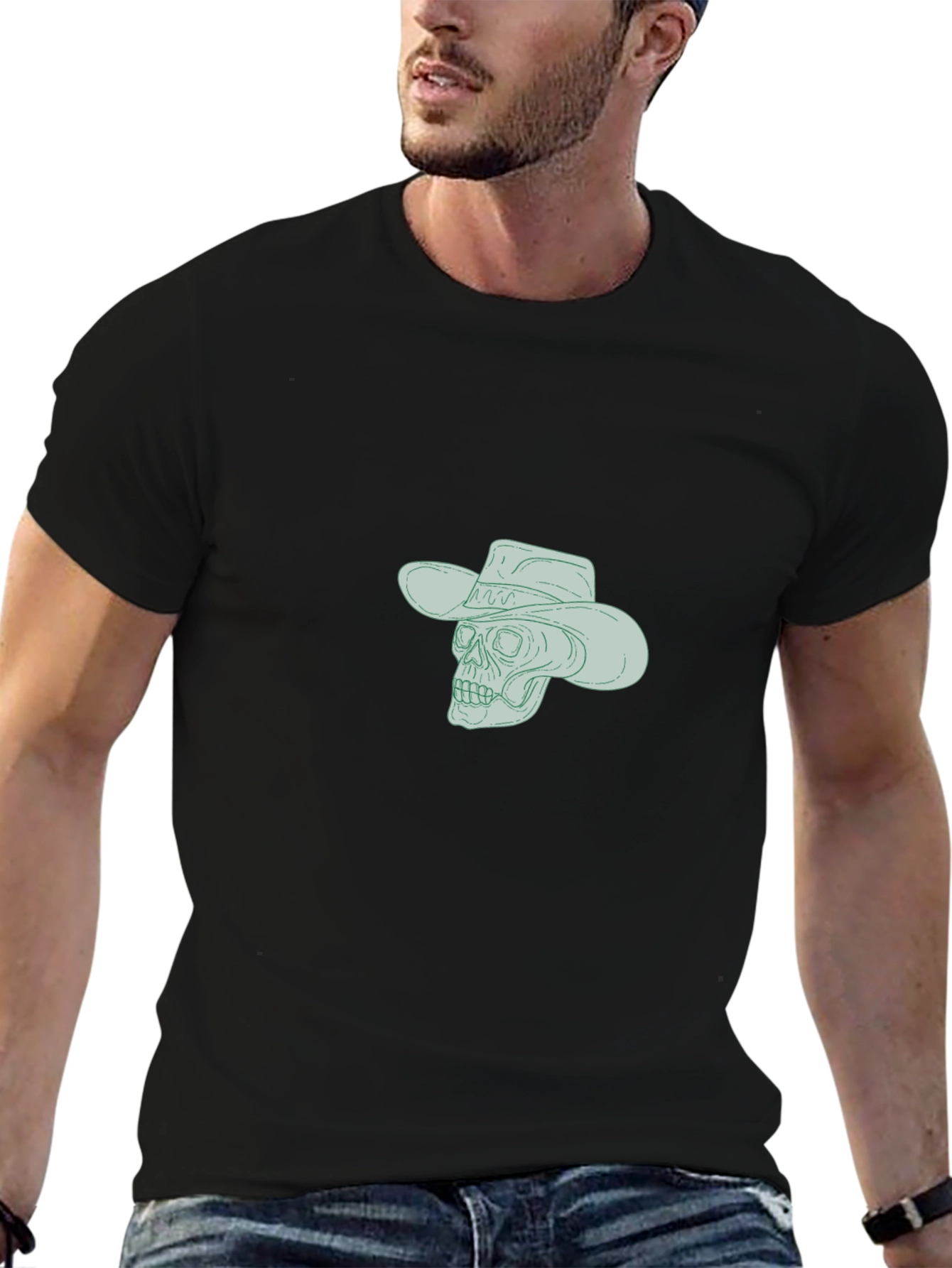 Skull Cowboy Graphic Tee - Classic Black T-Shirt