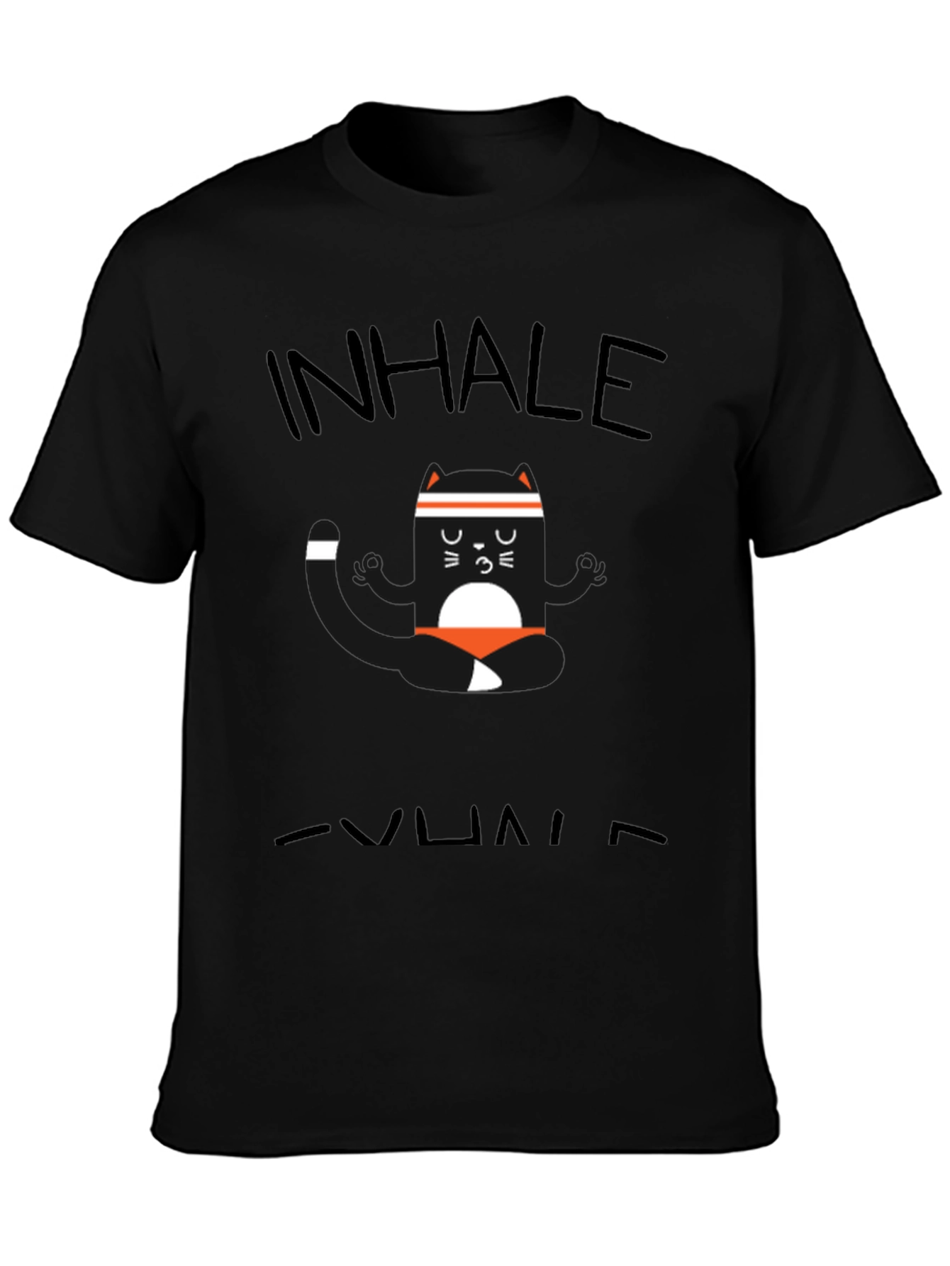 Inhale Exhale Yoga Cat Black T-Shirt