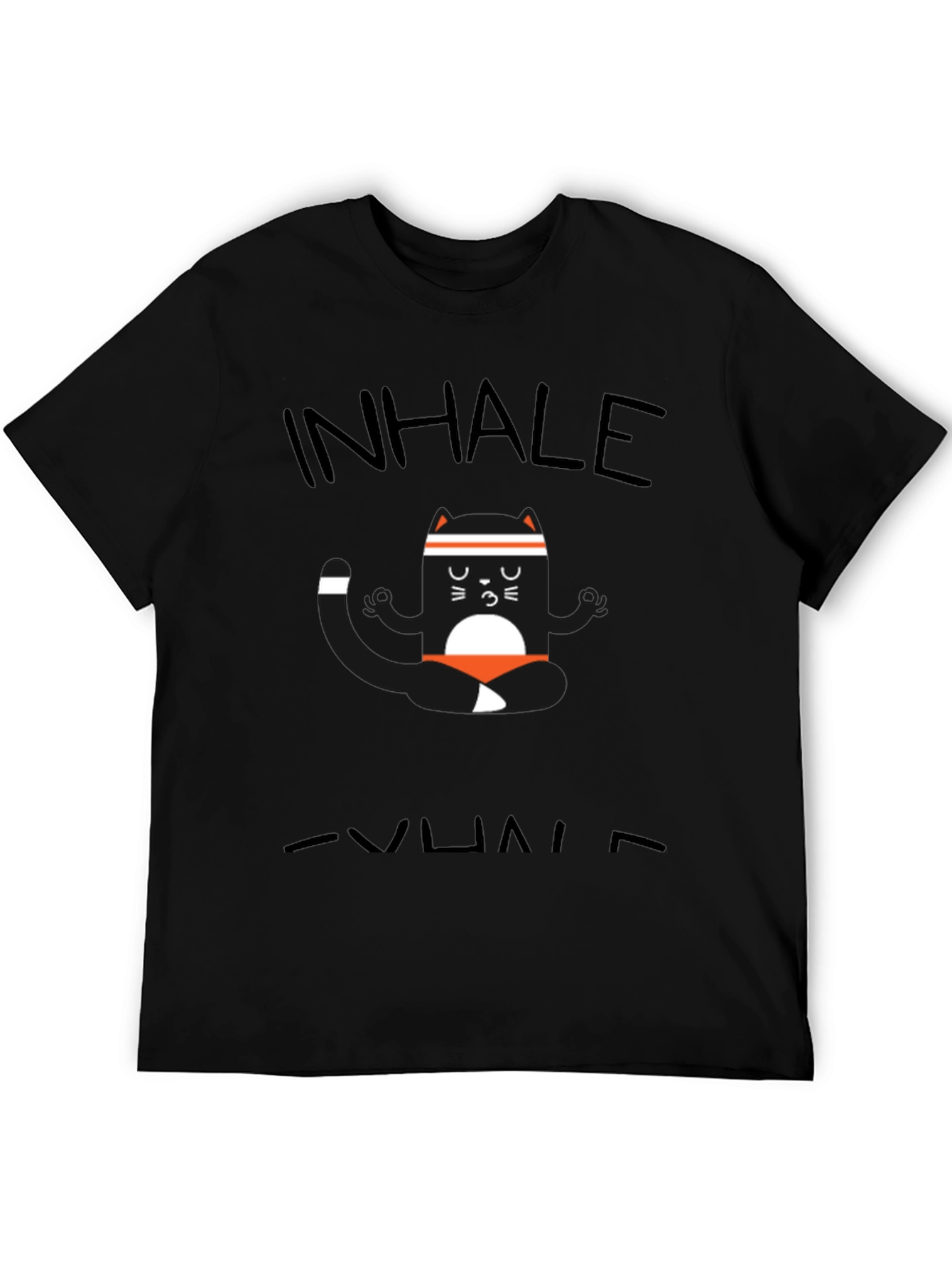 Inhale Exhale Yoga Cat Black T-Shirt