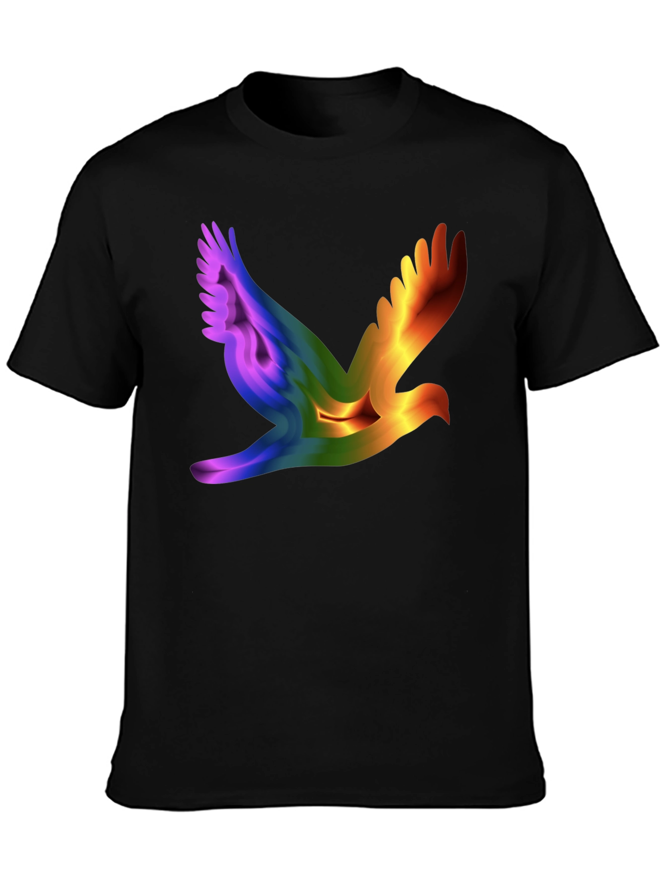 Rainbow Dove Graphic Black T-Shirt