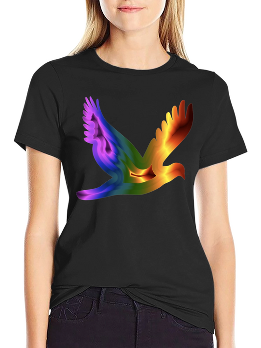 Rainbow Dove Graphic Black T-Shirt