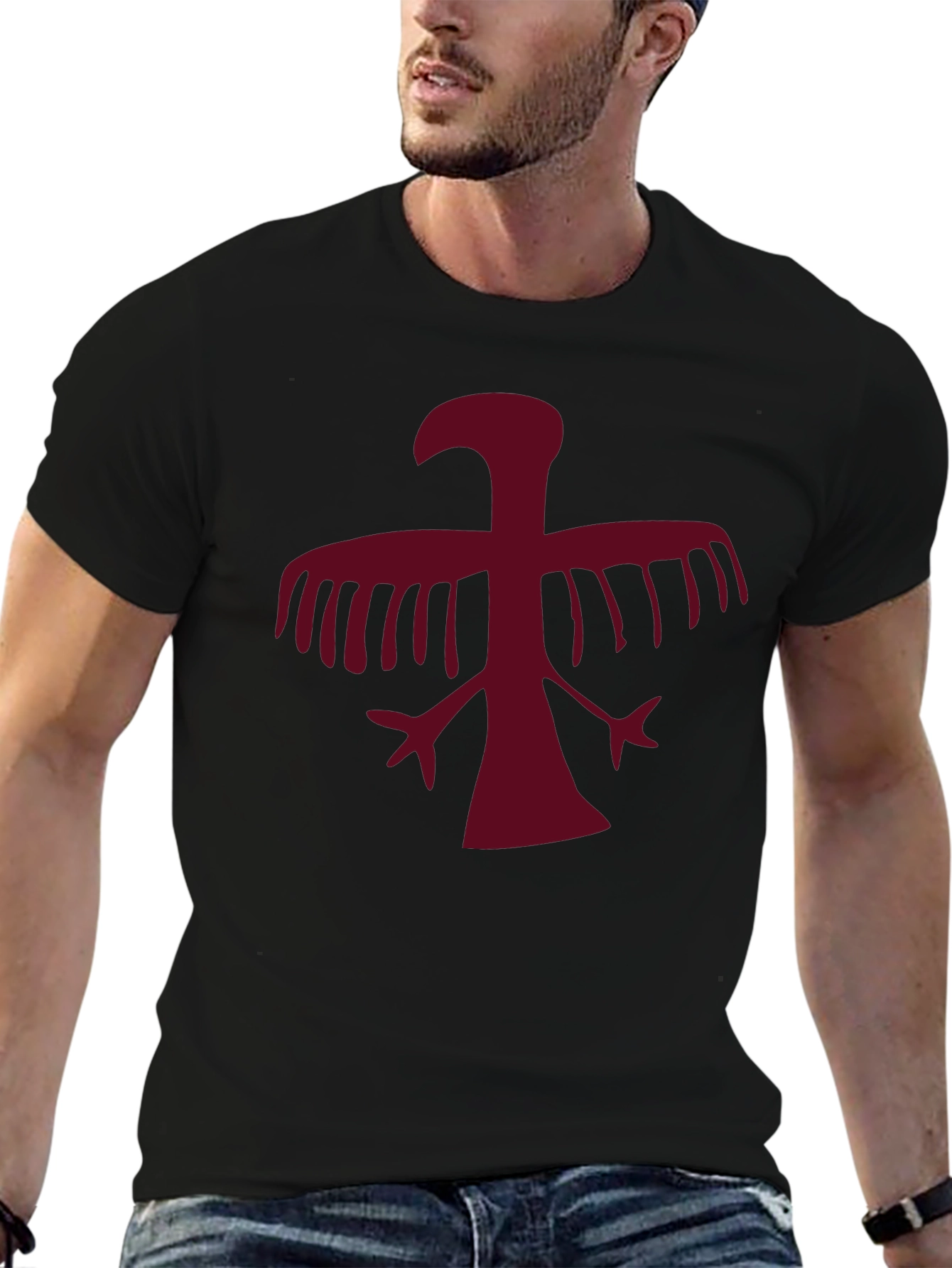 Maroon Eagle Graphic T-Shirt - Casual Wear