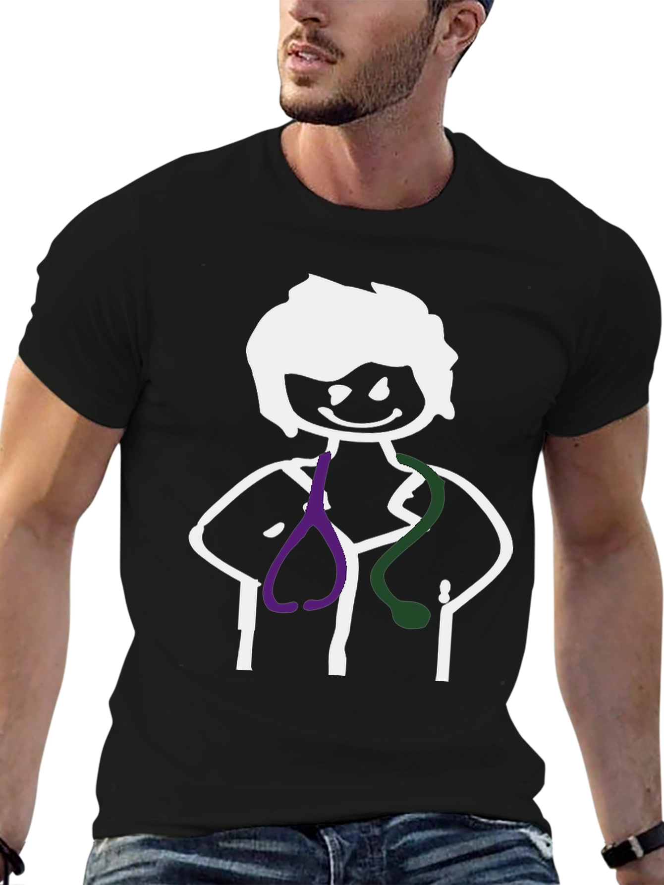 Stick Figure Doctor Black Graphic Tee
