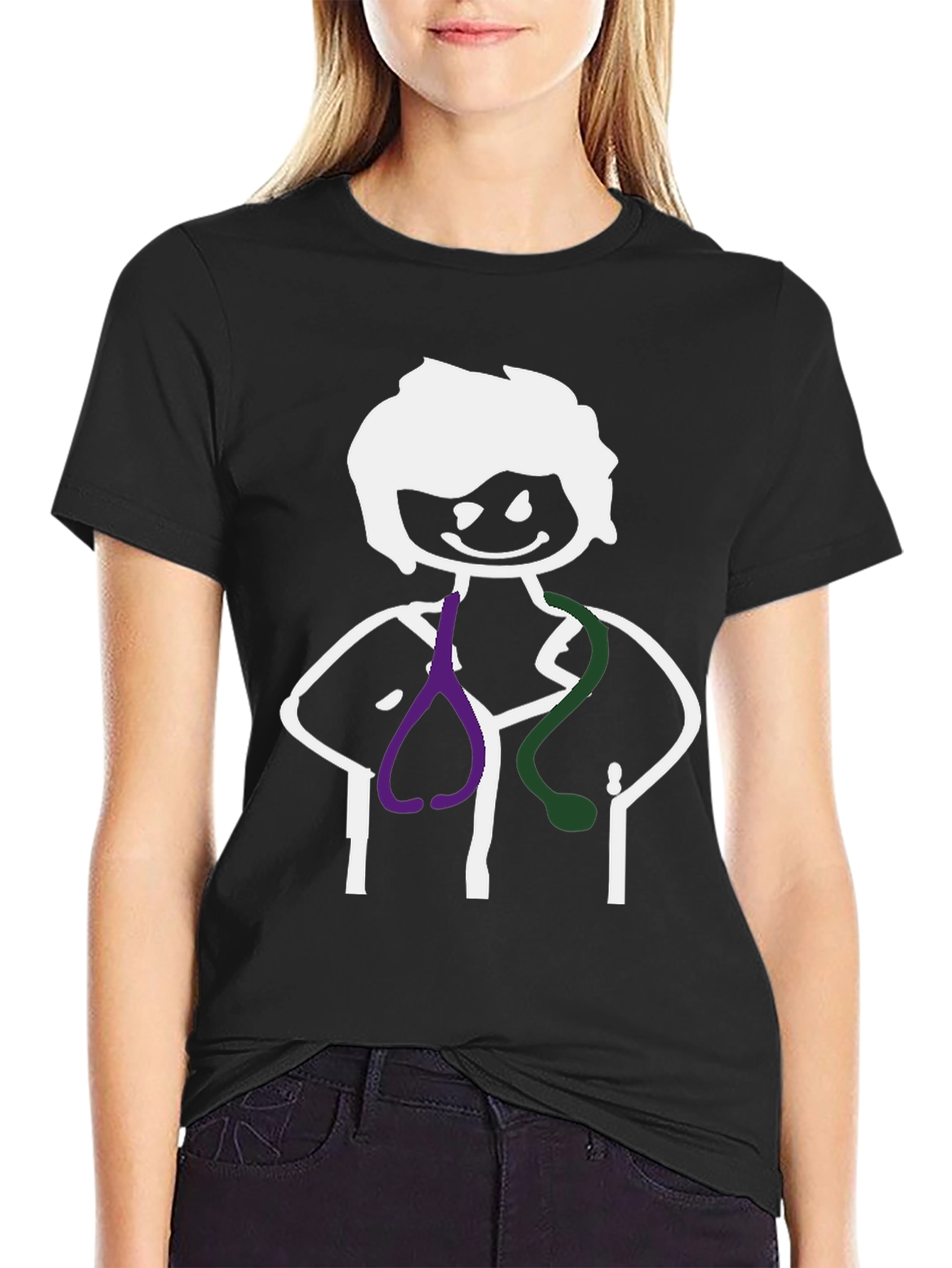 Stick Figure Doctor Black Graphic Tee