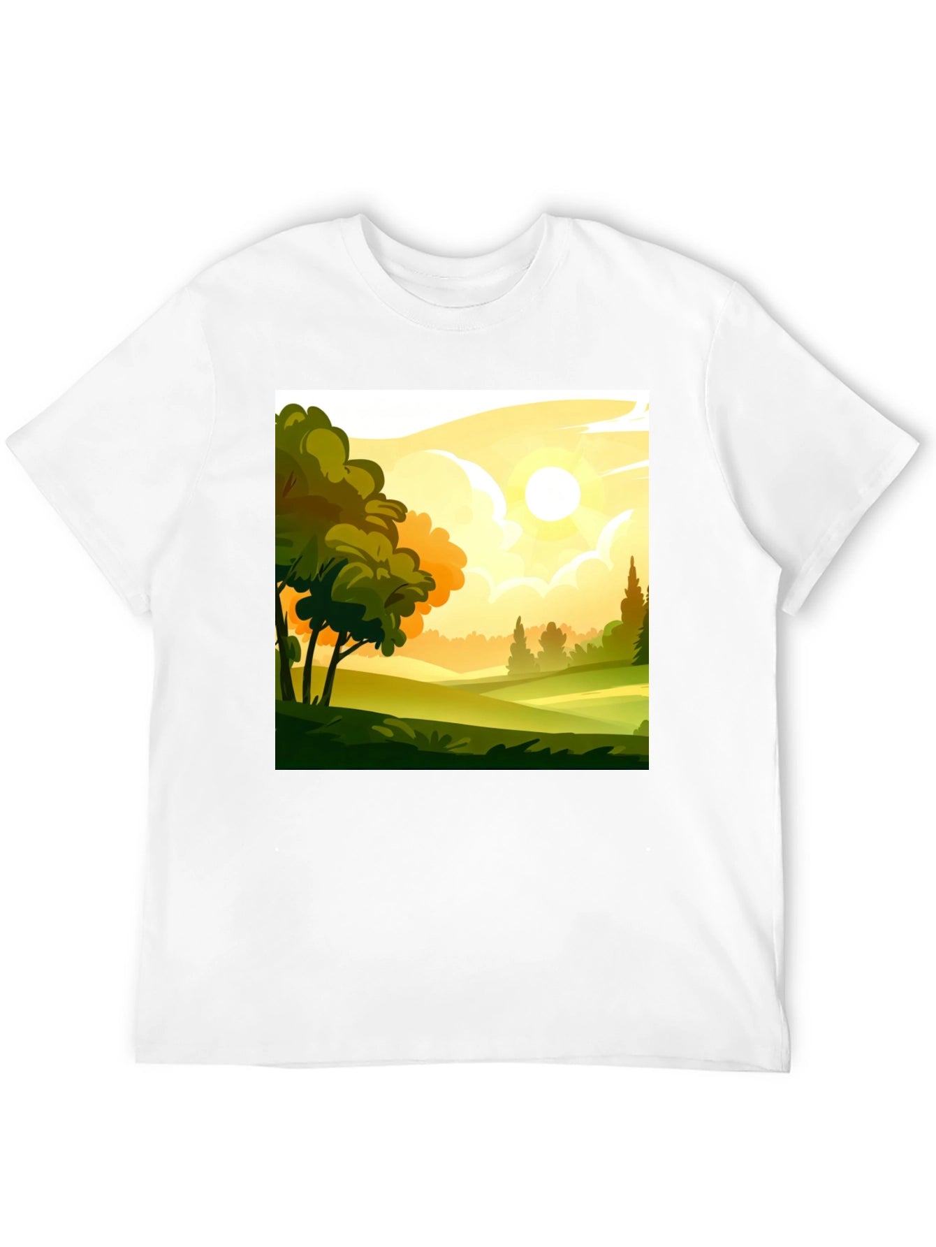 Nature Landscape Graphic Tee - Stylish Black T-Shirt