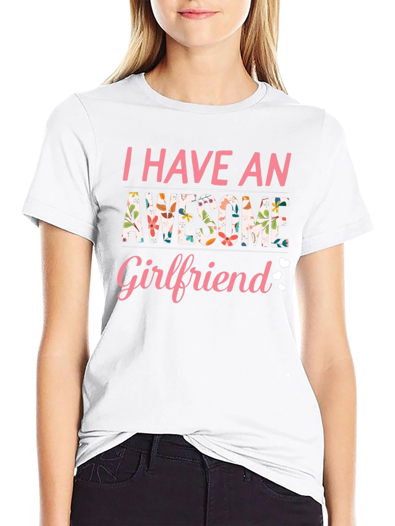 Awesome Girlfriend T-Shirt Floral Design Black Tee