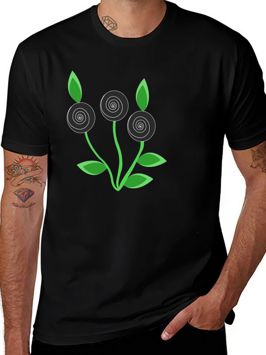Modern Floral Graphic Tee - Black