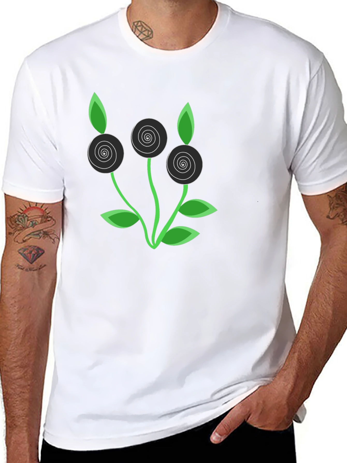Modern Floral Graphic Tee - Black
