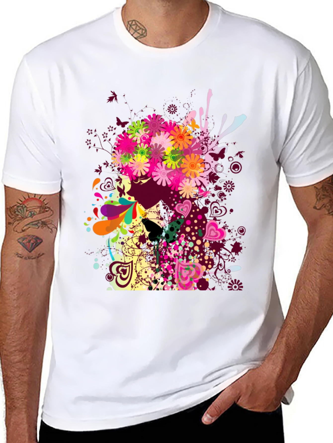 Floral Skull Graphic Tee - Unique Art Design