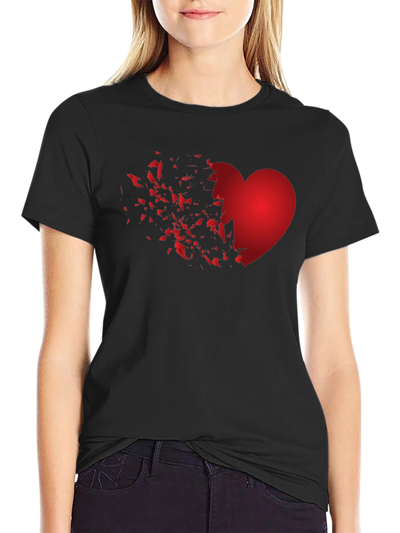 Shattered Heart Graphic Black T-Shirt